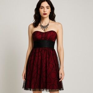 Ruby Rox Sheer‎ Strapless Tulle Overlay Midi Dress Fairy Whimsigoth Sz 9